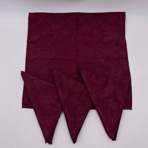 JCP Home Maroon Fabric Napkin Set of Four 17.5 Inch Square Embossed Floral